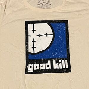 Grunt Style Cream Women’s T-Shirt with Blue Graphic